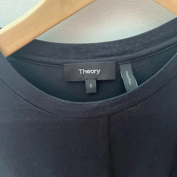 Theory Black T-shirt Side Drape Dress Crew Neck - Picture 4 of 6